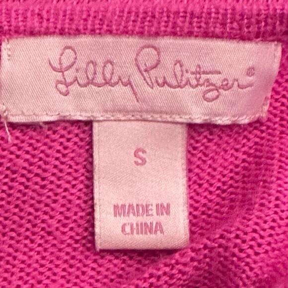 Lilly Pulitzer Stasia Hot Pink V-Neck Lightweight Sweater Women Small - Picture 6 of 6